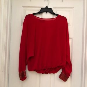 IZ Byer Red Long Sleeve Blouse